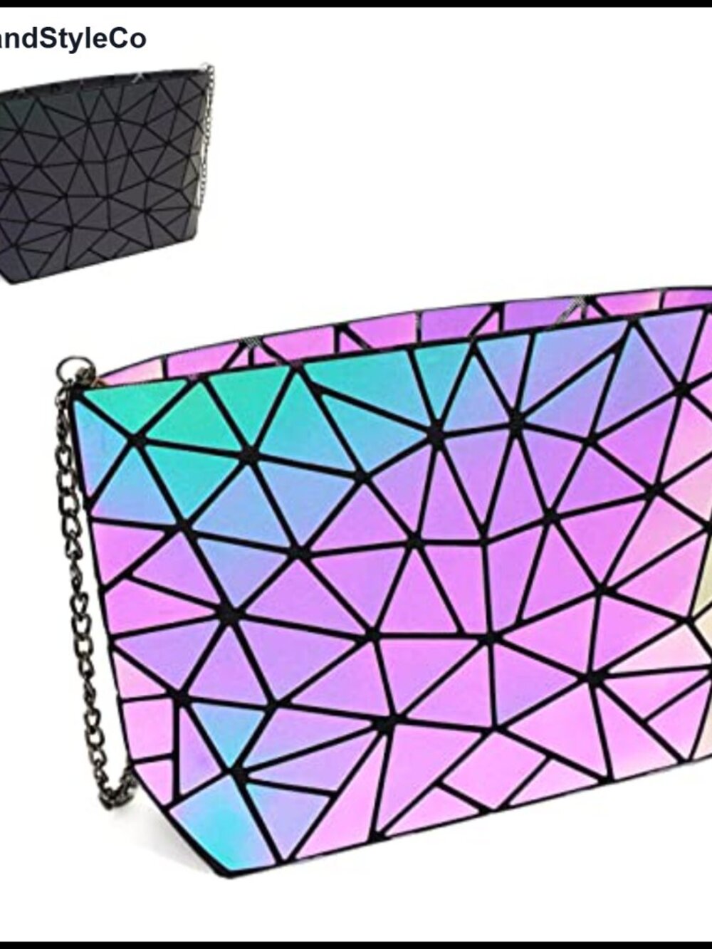 Geometric Clutch Purses Luminous Crossbody Bag Holographic Purse
